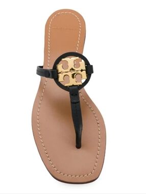NWT Tory Burch Black Leather Miller Thong Sandal Size 7.5